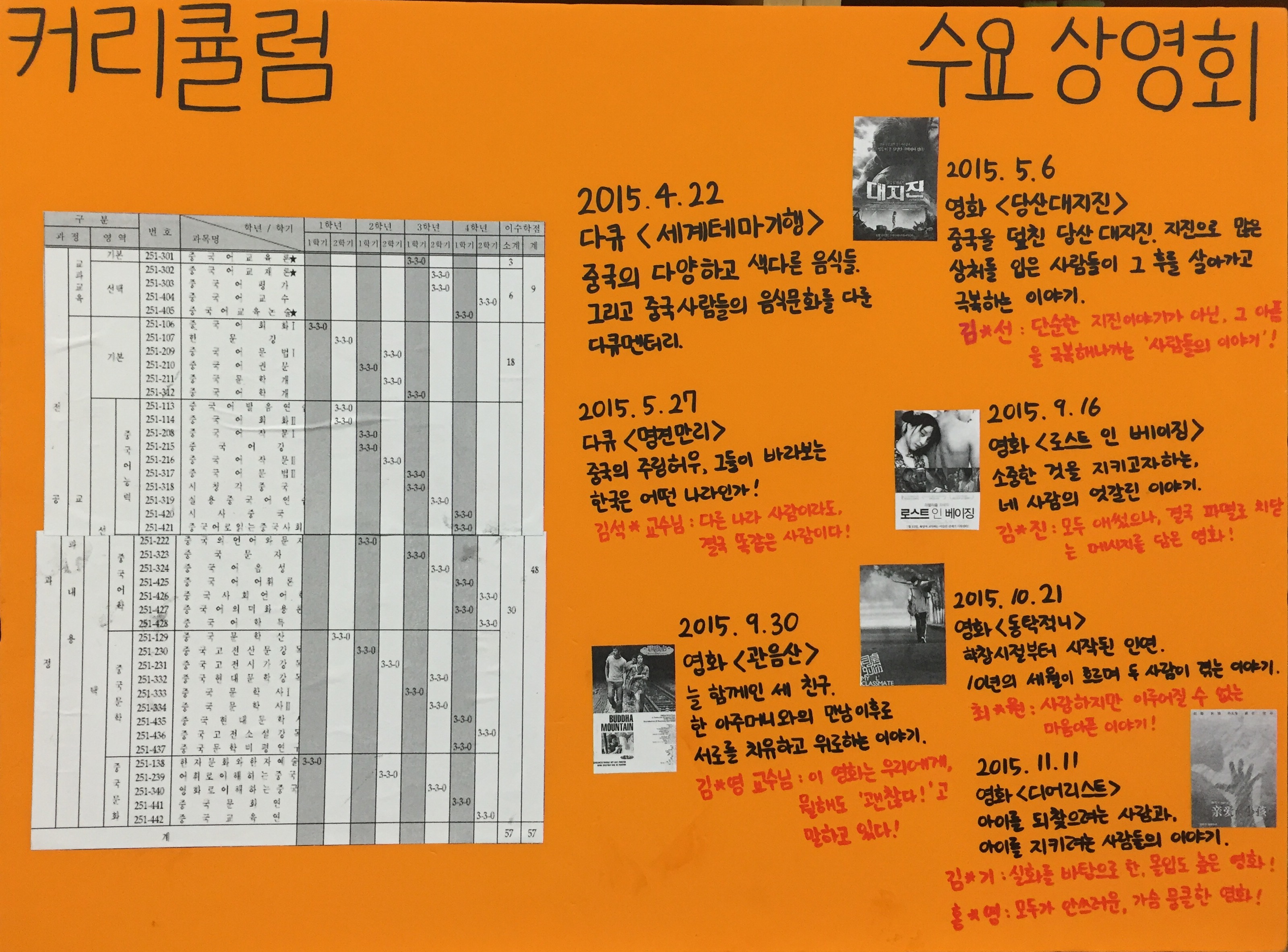 2015년 학술제 등록사진 1번째 이미지 (대체텍스트 : 수요상영회.jpg) - 자세한 사항은 하단 글 내용 참조