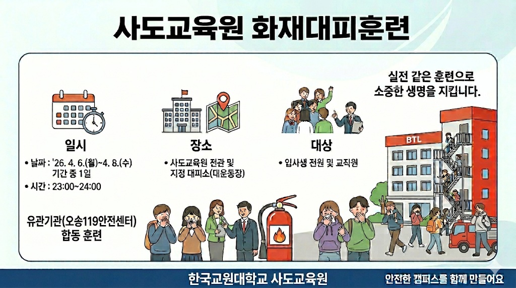 2026년도 상반기 사도교육원  [화재대피훈련] 안내 등록사진 0번째 이미지 - 자세한 사항은 하단 글 내용 참조